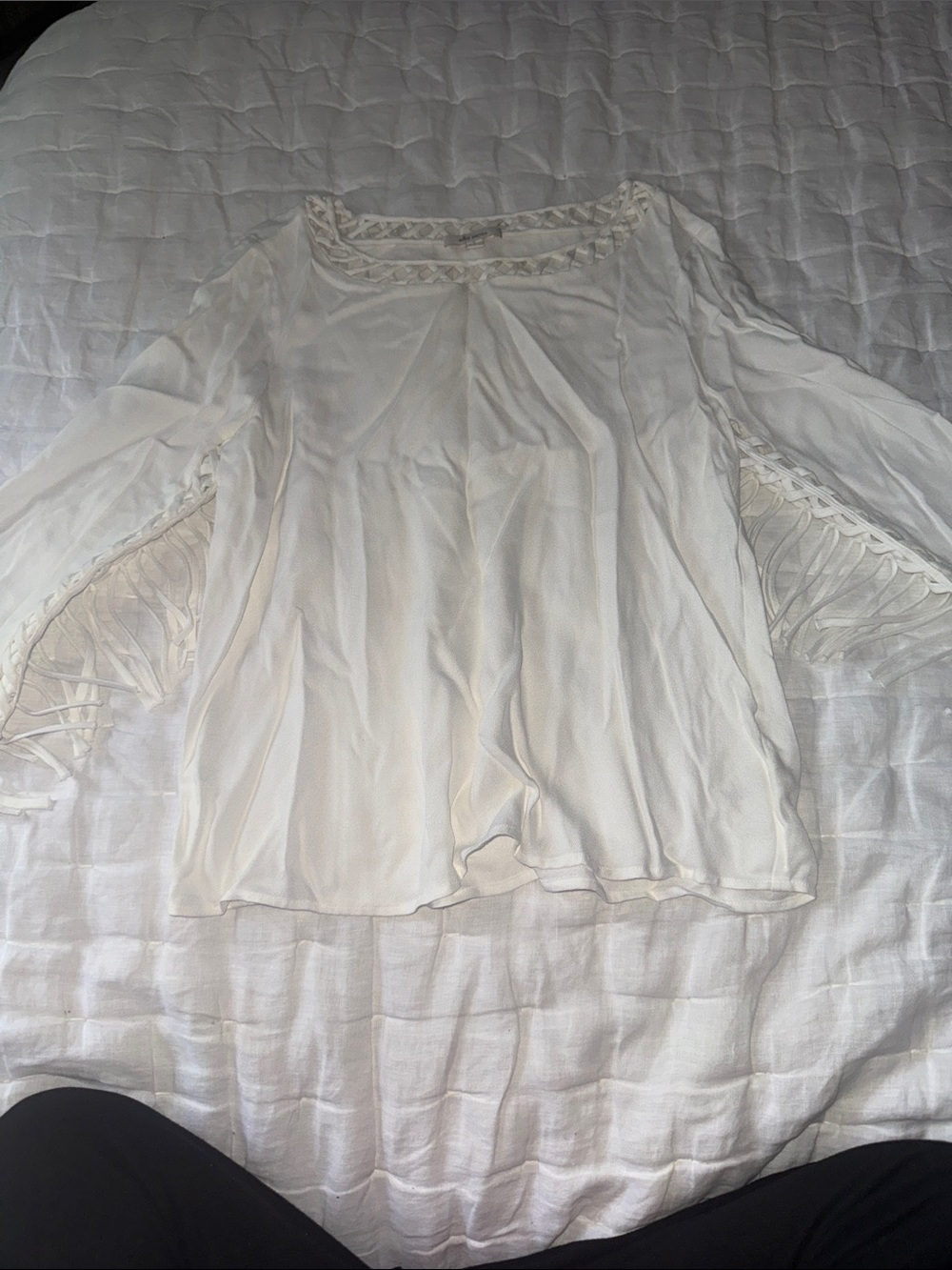 Women’s Cream Lace-Trim Peasant Blouse